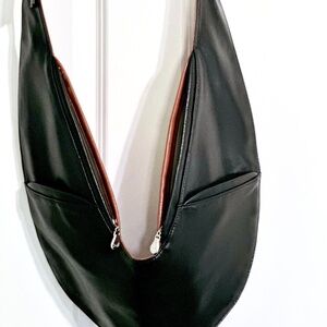 BLACK/BROWN FAUX LEATHER SASH BAG-Like New